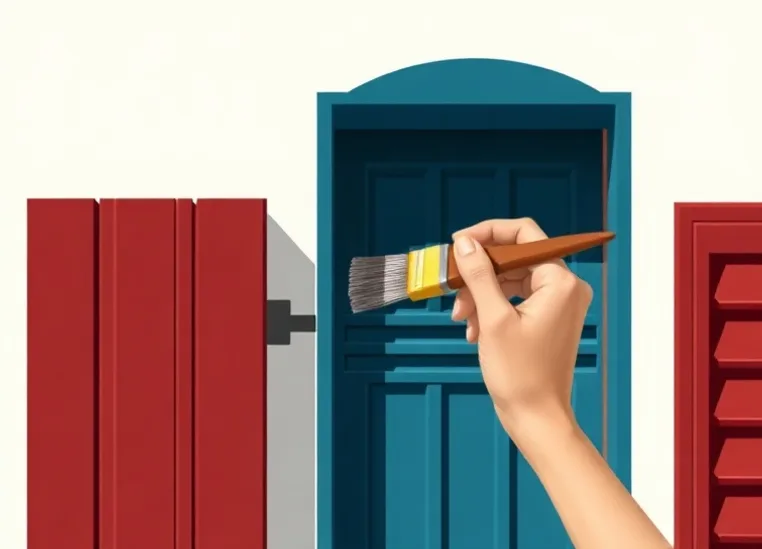 Mise en peinture au pinceau de volets et d'encadrements en bois