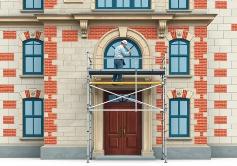 Ravalement de façade en pierre, nettoyage et application d'enduit