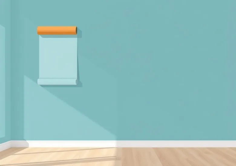 Pose de papier peint, rouleau et brosse à maroufler